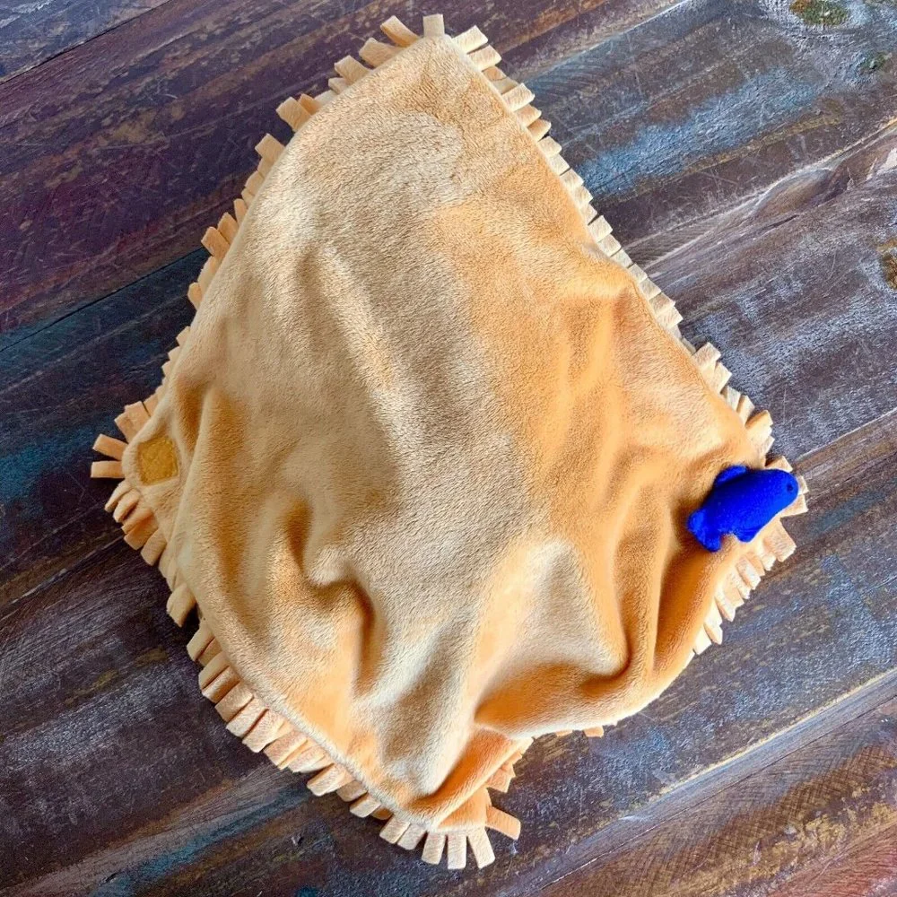 Blanket Babies 11” Black Bear with Blue & Orange Blanket & Fish Lovey‎